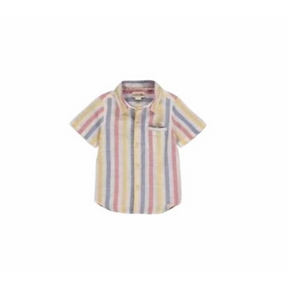 NEW ME & HENRY boy's stripe short sleeve shirt in pier multi - Picture 1 of 2